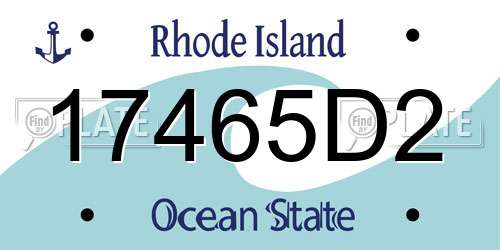 17465D2 Rhode Island License Plate