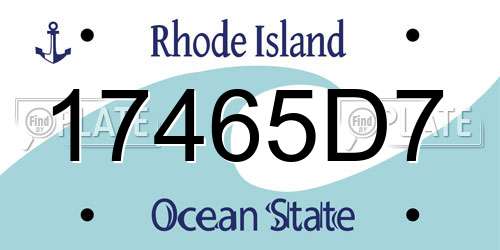 17465D7 Rhode Island License Plate
