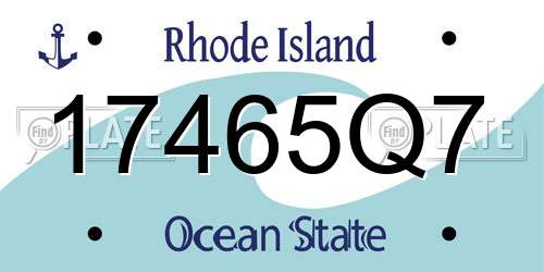 17465Q7 Rhode Island License Plate