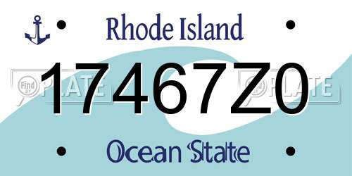 17467Z0 Rhode Island License Plate