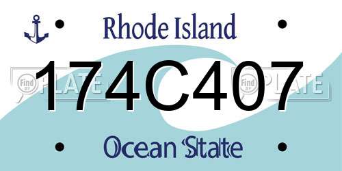 174C407 Rhode Island License Plate