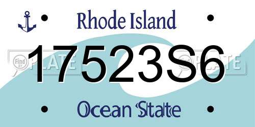 17523S6 Rhode Island License Plate