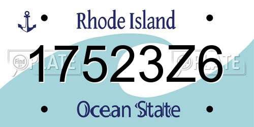 17523Z6 Rhode Island License Plate