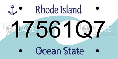 17561Q7 Rhode Island License Plate