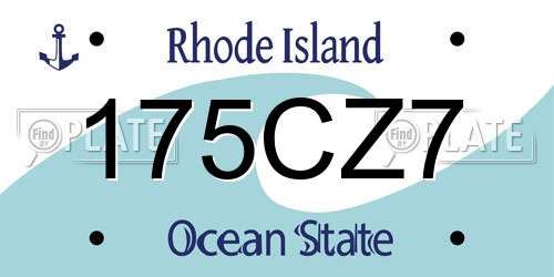 175CZ7 Rhode Island License Plate