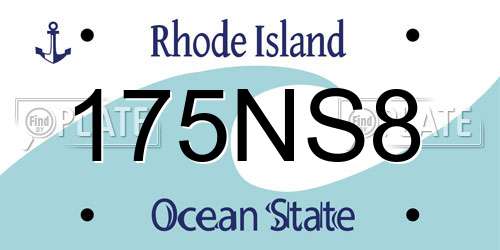 175NS8 Rhode Island License Plate