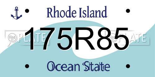 175R85 Rhode Island License Plate