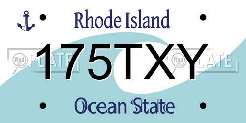 175TXY Rhode Island License Plate