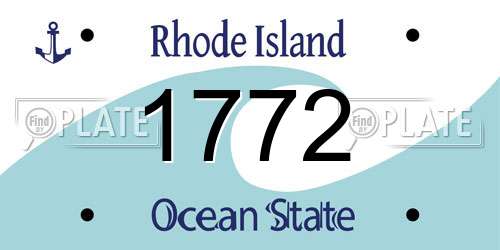 1772 Rhode Island License Plate