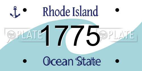 1775 Rhode Island License Plate