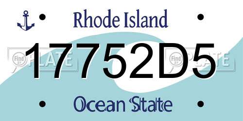17752D5 Rhode Island License Plate