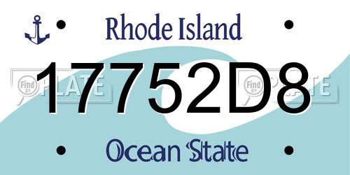 17752D8 Rhode Island License Plate