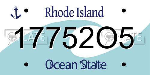 17752O5 Rhode Island License Plate