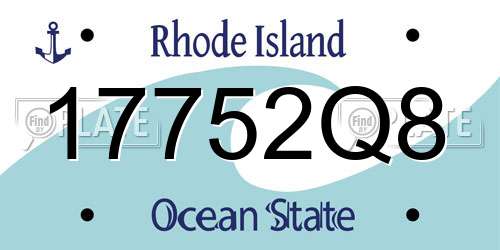 17752Q8 Rhode Island License Plate
