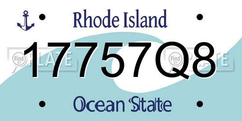 17757Q8 Rhode Island License Plate