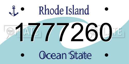 1777260 Rhode Island License Plate