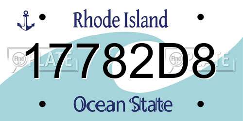 17782D8 Rhode Island License Plate