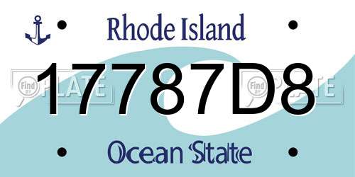 17787D8 Rhode Island License Plate