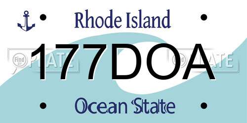 177DOA Rhode Island License Plate