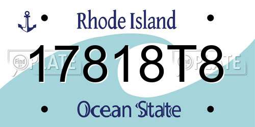 17818T8 Rhode Island License Plate