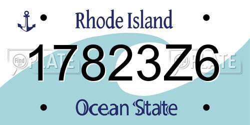 17823Z6 Rhode Island License Plate
