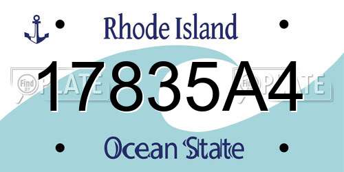 17835A4 Rhode Island License Plate
