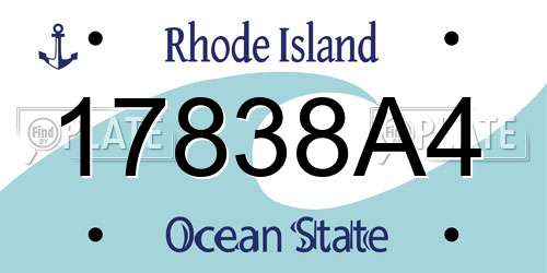 17838A4 Rhode Island License Plate