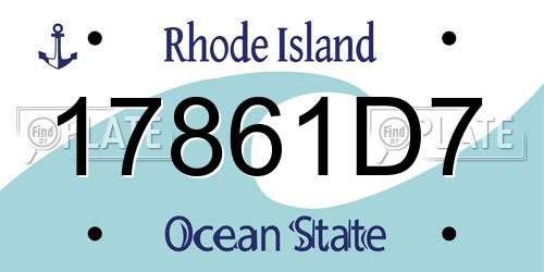 17861D7 Rhode Island License Plate