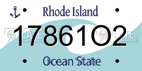 17861O2 Rhode Island License Plate