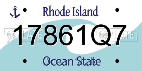 17861Q7 Rhode Island License Plate