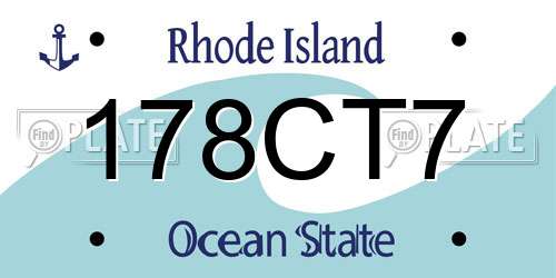 178CT7 Rhode Island License Plate