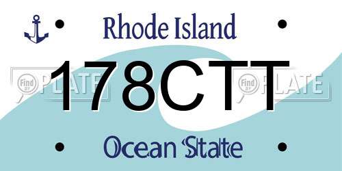 178CTT Rhode Island License Plate