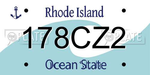 178CZ2 Rhode Island License Plate