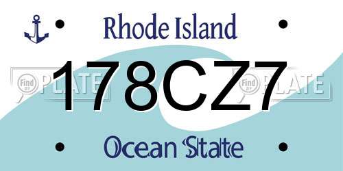 178CZ7 Rhode Island License Plate