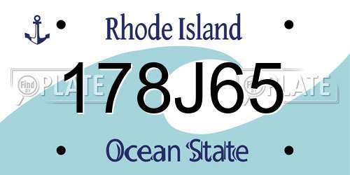 178J65 Rhode Island License Plate