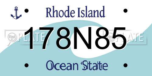 178N85 Rhode Island License Plate
