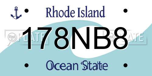 178NB8 Rhode Island License Plate