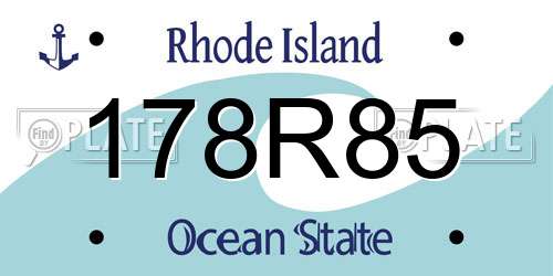 178R85 Rhode Island License Plate