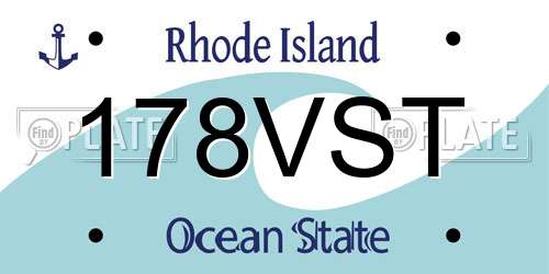 178VST Rhode Island License Plate
