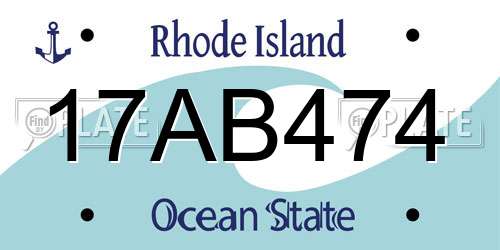 17AB474 Rhode Island License Plate