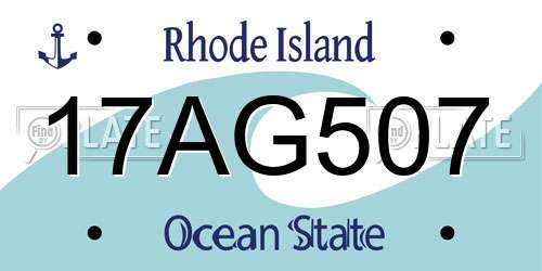 17AG507 Rhode Island License Plate