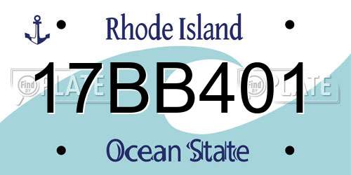 17BB401 Rhode Island License Plate
