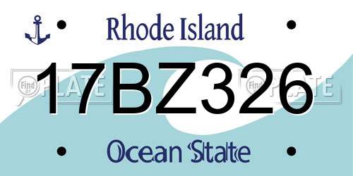 17BZ326 Rhode Island License Plate