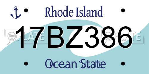 17BZ386 Rhode Island License Plate