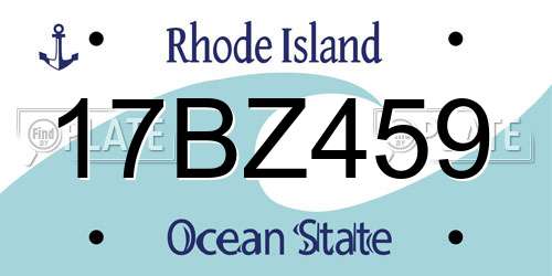 17BZ459 Rhode Island License Plate