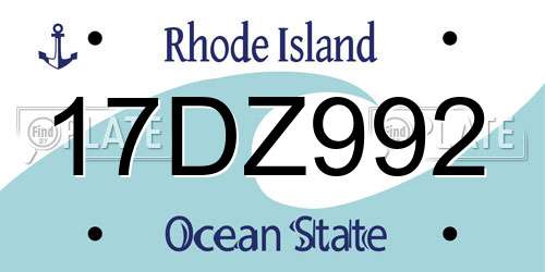 17DZ992 Rhode Island License Plate