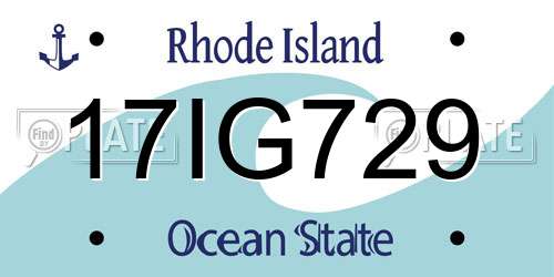 17IG729 Rhode Island License Plate