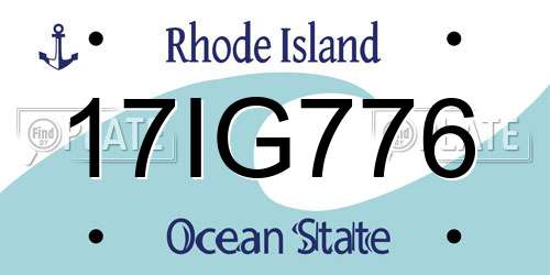 17IG776 Rhode Island License Plate
