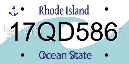17QD586 Rhode Island License Plate