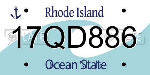 17QD886 Rhode Island License Plate